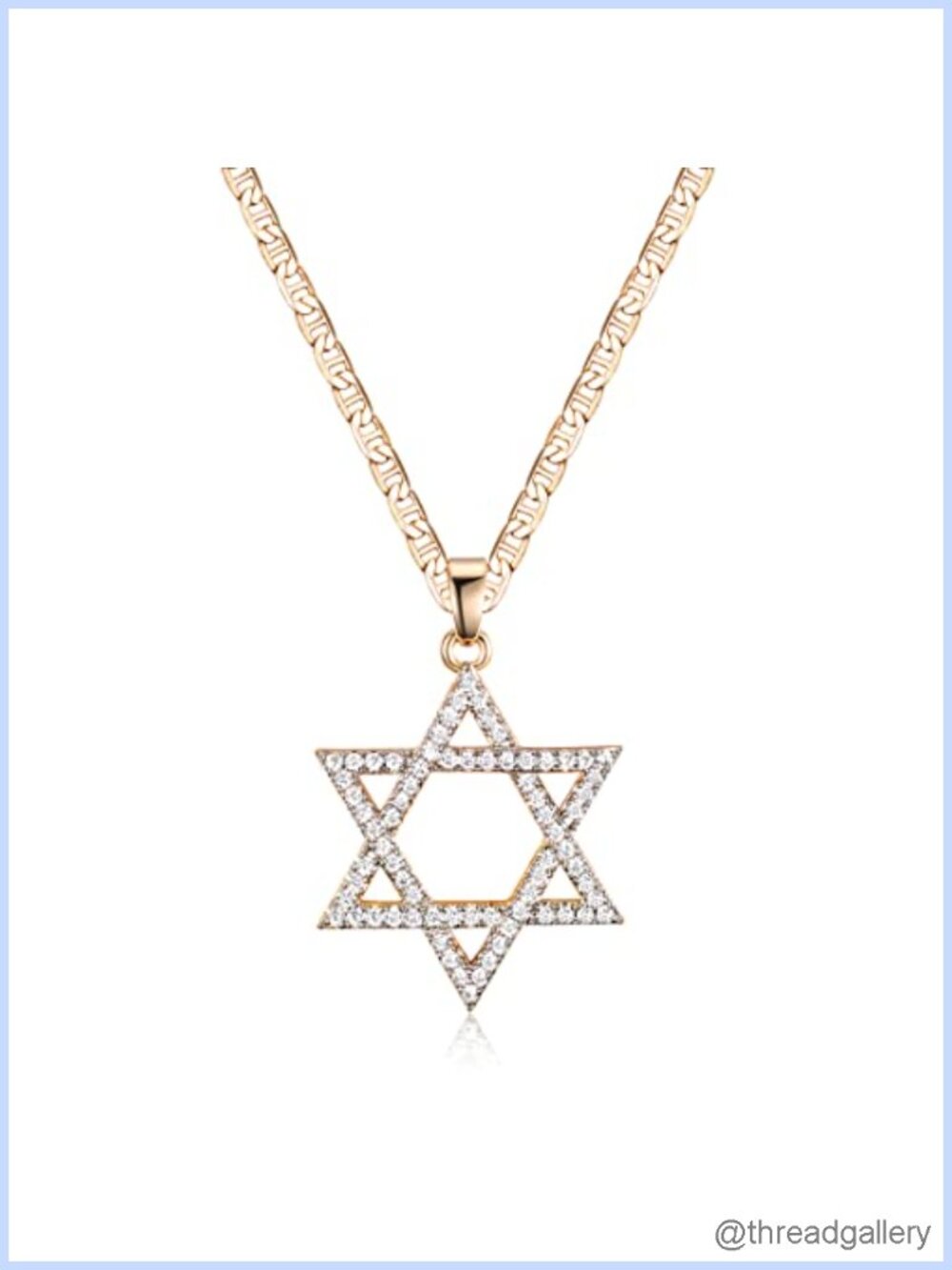18K Gold Plated Crystal Star of David Charm Necklace Pendant